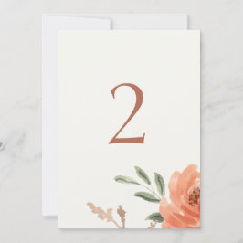 Blommigt Watercolor Bröllop Bordsnummer