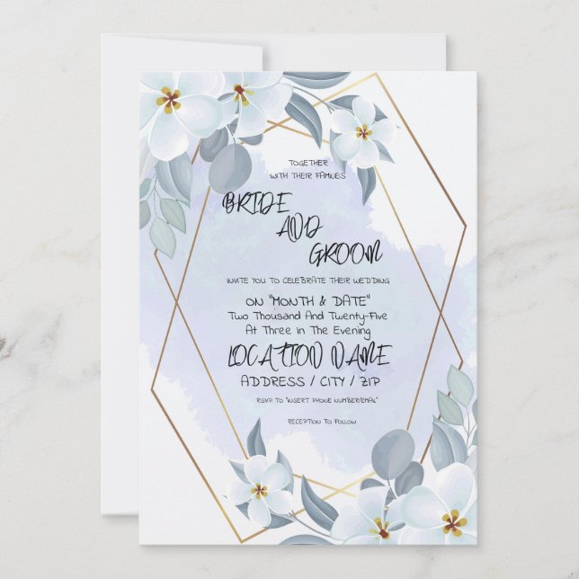 Blommigt Watercolor Bröllop Inbjudningar (Framsida)