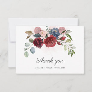 Blommigt Watercolor Bröllop Tack Kort