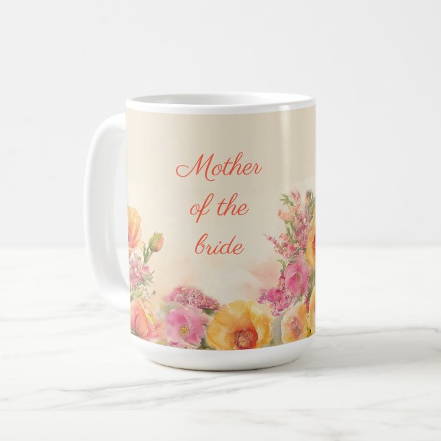 Blommigt Watercolor Budens mamma Kaffemugg (Framsida vänster)
