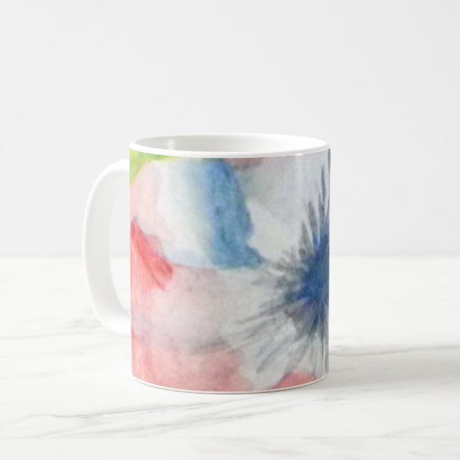 Blommigt Watercolor Coffee Tea Kaffemugg (Framsida vänster)