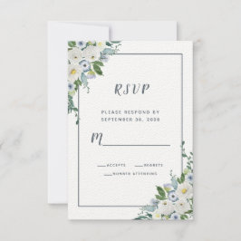 Blommigt Watercolor Elegant bröllop White Grått OSA Kort