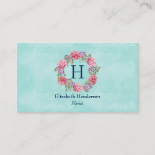 Blommigt Watercolor Flowers Rosa och Lila Visitkort