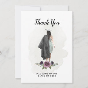 Blommigt Watercolor Girl Anpassningsbar Photo Stud Tack Kort