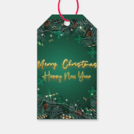 Blommigt Watercolor God jul Gift-Märkre Presentetikett