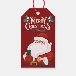 Blommigt Watercolor God jul Santa Gift-Märkre Presentetikett