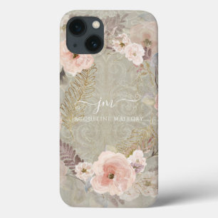 Blommigt Watercolor Greenery Rustic Guld Glitter