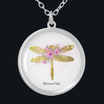 *~* Blommigt Watercolor GULD Glitter Dragonfly Sil Silverpläterat Halsband<br><div class="desc">SILVER PLATE NECKLACE Avsedd judelry - runda Soothing Calming Energy laddad JEWELRY MED AVSIKT (R) Ange en avsikt på ett positivt sätt som " Jag är ... ." Energin kommer att hjälpa dig med positiv omvandling. När man är lugn kan läkning ske. DRAGONFLY är en symbol för djup omvandling. Det...</div>
