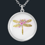 *~* Blommigt Watercolor GULD Glitter Dragonfly Silverpläterat Halsband<br><div class="desc">SILVER PLATE NECKLACE Avsedd judelry - runda Soothing Calming Energy laddad JEWELRY MED AVSIKT (R) Ange en avsikt på ett positivt sätt som " Jag är ... ." Energin kommer att hjälpa dig med positiv omvandling. När man är lugn kan läkning ske. DRAGONFLY är en symbol för djup omvandling. *...</div>