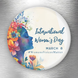 Blommigt Watercolor Internationell Women's Day Magnet