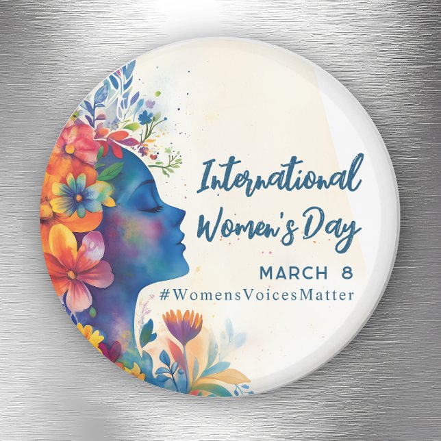 Blommigt Watercolor Internationell Women's Day Magnet (Skapare uppladdad)