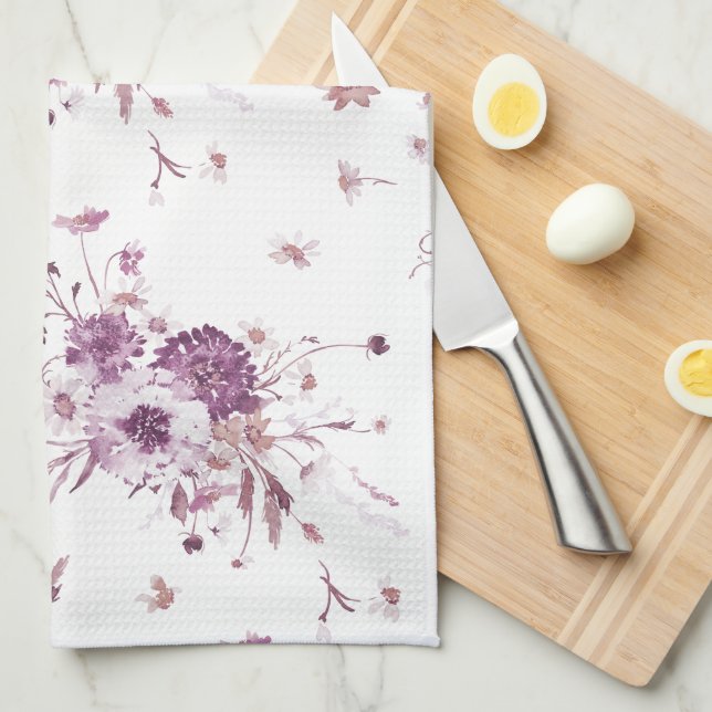 Blommigt Watercolor Kitchen Towel Kökshandduk (Vikt i Fjärdedel)