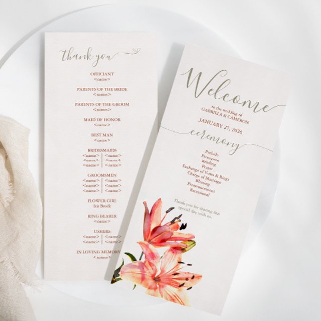 Blommigt Watercolor Lillies Terracotta Program (Skapare uppladdad)