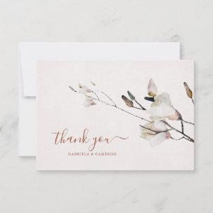 Blommigt Watercolor Magnolia Terracotta Tack Kort