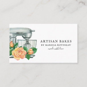 Blommigt Watercolor Mixer Baker Bakery Visitkort