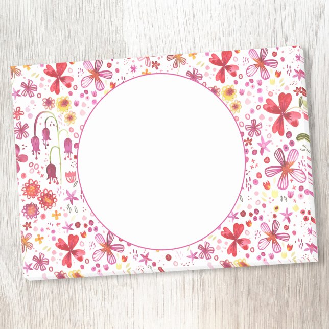 Blommigt Watercolor Modern Mönster Post-it Block (Watercolor wild flower post it notes)