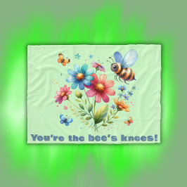 Blommigt Watercolor Monogram Du är Bees Knees Fleecefilt