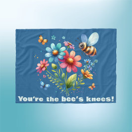 Blommigt Watercolor Monogram Du är Bees Knees Fleecefilt