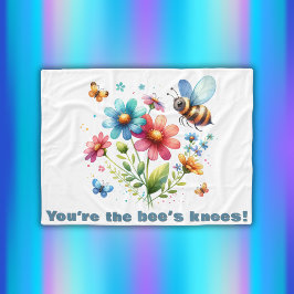 Blommigt Watercolor Monogram Du är Bees Knees Fleecefilt