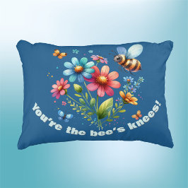 Blommigt Watercolor Monogram Du är Bees Knees Prydnadskudde