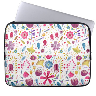 Blommigt Watercolor Mönster Laptop Fodral