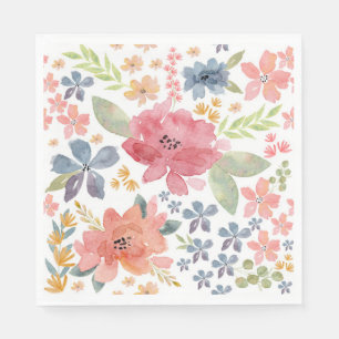 Blommigt Watercolor Mönster Pappersservett