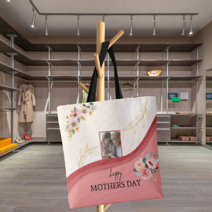 Blommigt Watercolor Mors dag Cute Dikt & Photo Tygkasse