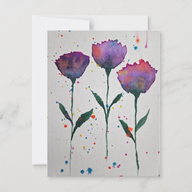 Blommigt Watercolor Notecard Anteckningskort (Framsida)