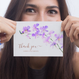 Blommigt Watercolor Orchids Terracotta Bröllop Tack Kort