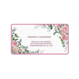 Blommigt Watercolor Peony Bröllop Returadress Adressetikett