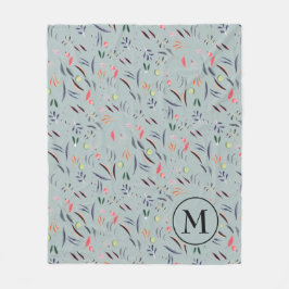 Blommigt Watercolor Personal Monogram Fleecefilt