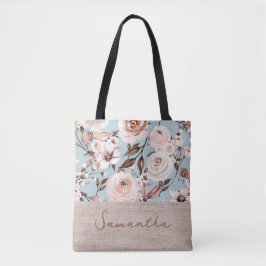 Blommigt Watercolor Personlig Namn Tygkasse
