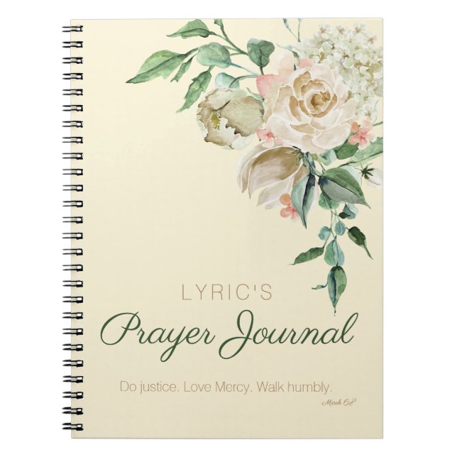 Blommigt Watercolor Personlig Prayer Journal Anteckningsbok (Framsidan)