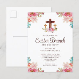 Blommigt Watercolor Religiösa Kor Påsk Brunch Inbjudan Vykort