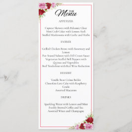 Blommigt Watercolor Ro Bröllop Meny