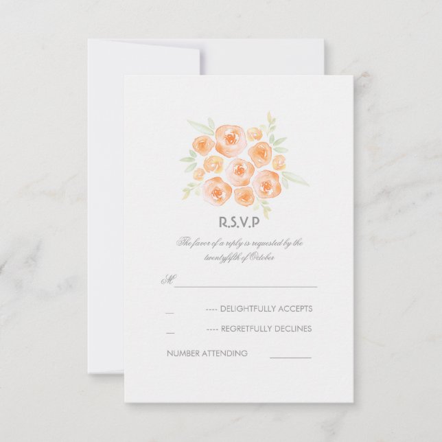 Blommigt Watercolor Ro Bröllop OSA Card Kort (Framsida)