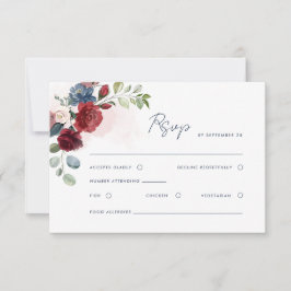 Blommigt Watercolor Script Bröllop OSA Kort