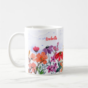 Blommigt Watercolor Trust i Jehovah Custom Name Mu Kaffemugg