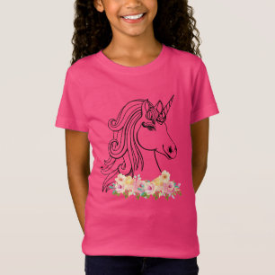 Blommigt Watercolor Unicorn T Shirt