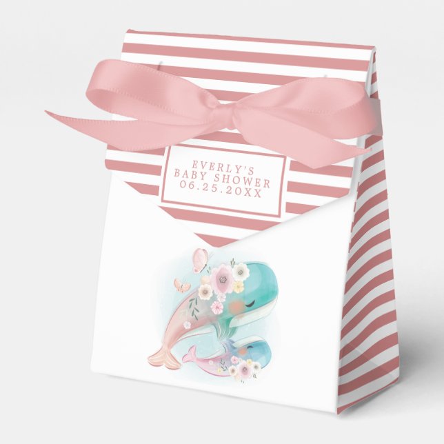 Blommigt Watercolor Whales Girl Baby Shower Presentaskar (Framsidan Sidan)