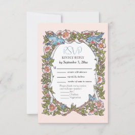 Blommigt Watercolor  Whimsical Garden Wedding OSA Kort