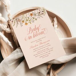 Blommigt Watercolor Wildblomma Baby Shower Inbjudningar
