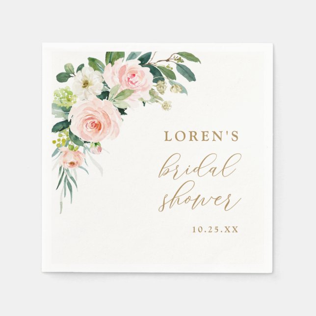  Blommigt WatercolorBridal Shower Napkins Pappersservett (Framsidan)