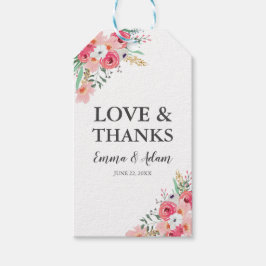 Blommigt Wedding Favor Gift Märkres Flowers Rosa Presentetikett
