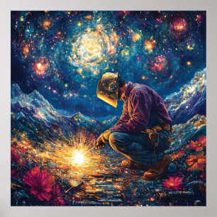 Blommigt Welder-Abstrakt Welding Art Vibrant Poster