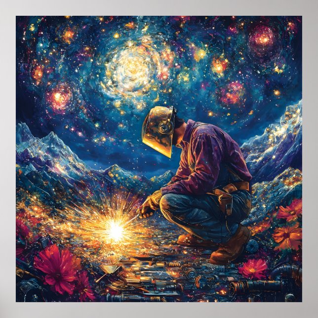 Blommigt Welder-Abstrakt Welding Art Vibrant Poster (Framsidan)