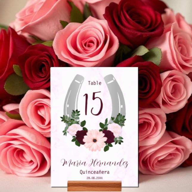 Blommigt Western Horseshoe Quinceanera Bordsnummer (Skapare uppladdad)