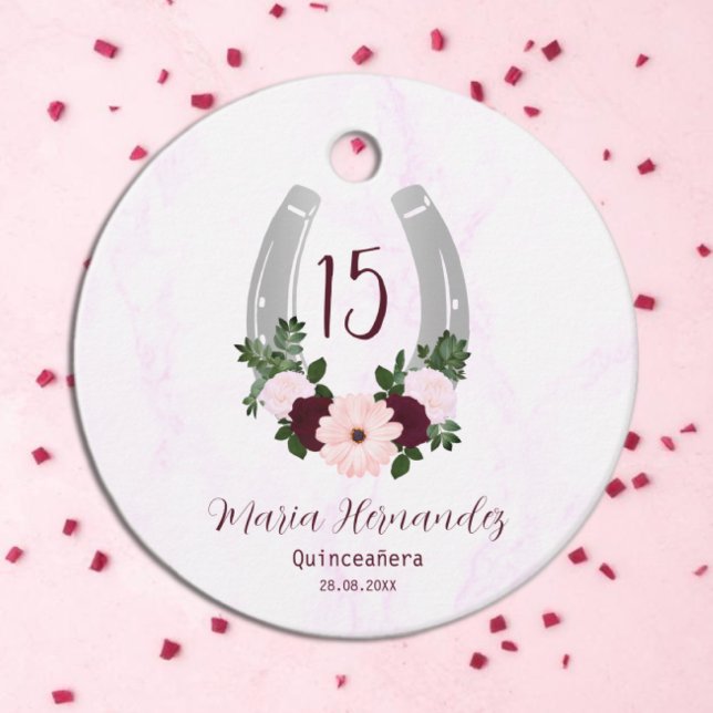 Blommigt Western Horseshoe Quinceanera Gåvor Etiketter (Skapare uppladdad)