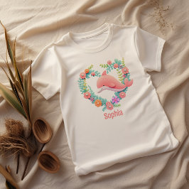 Blommigt Whale Heart Kärlek Namn T Shirt