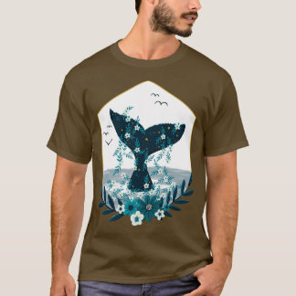 Blommigt Whale Svan T Shirt